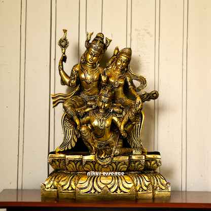Antique Brass Vishnu with Lakshmi and Garuda statue - 12 Inches Nikuressence