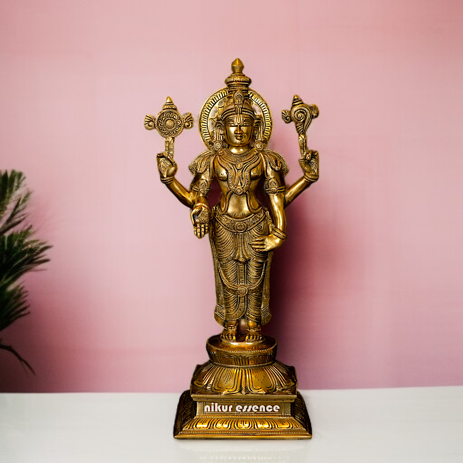Vishnu Bhagwan standing Brass idol - 18.5 Inches Nikuressence