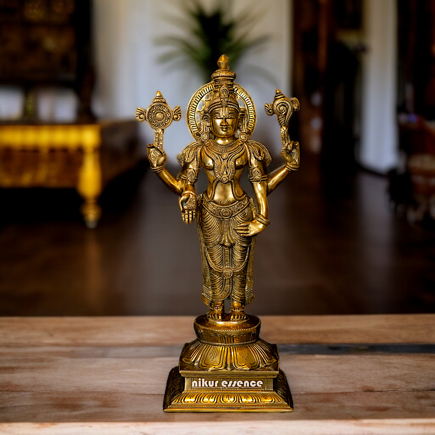 Vishnu Bhagwan standing Brass idol - 18.5 Inches Nikuressence