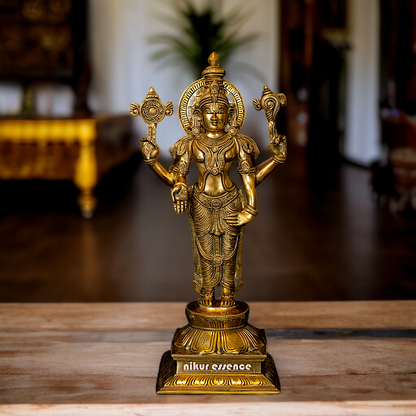 Vishnu Bhagwan standing Brass idol - 18.5 Inches Nikuressence