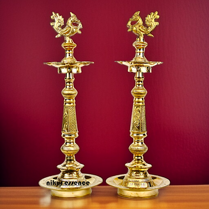 Pair Peacock diya large Brass standing 2 Feet Nikuressence