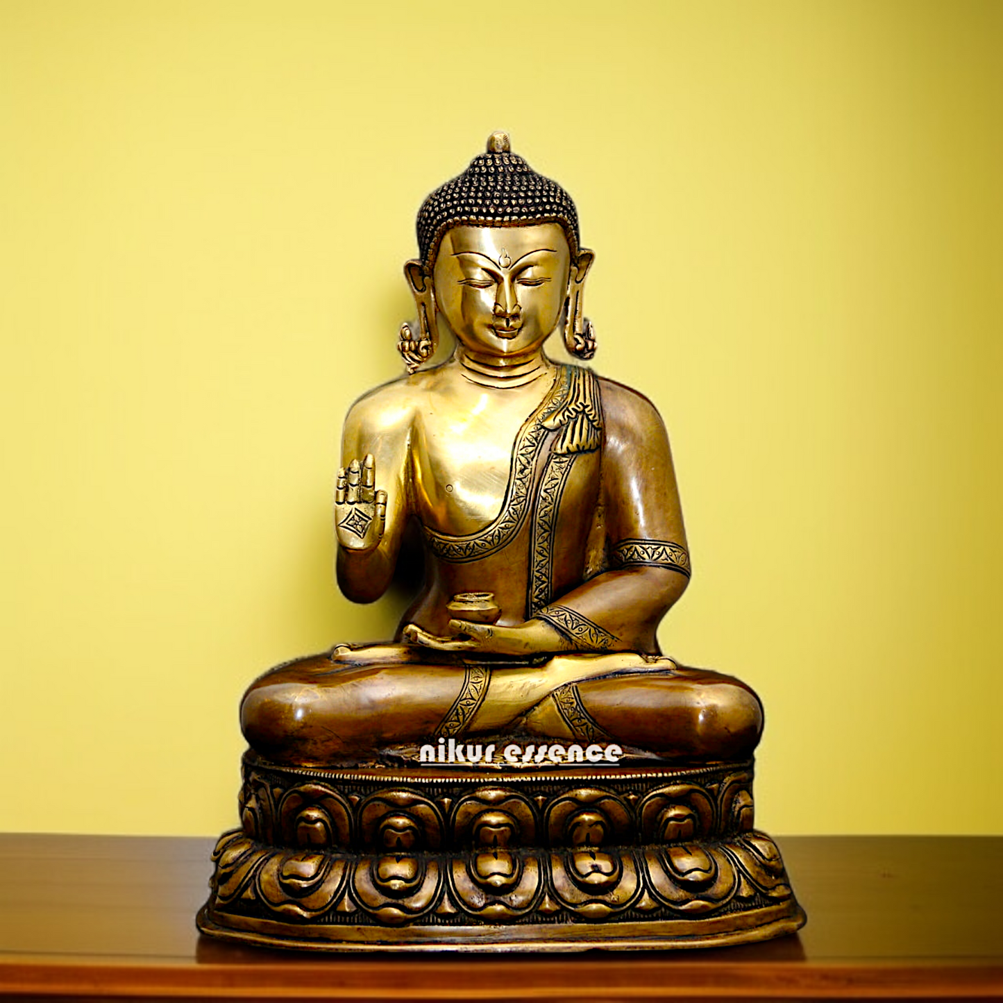 Brass Buddha Seated in vitarka mudra with Blessing idol - 18 Inches Nikuressence