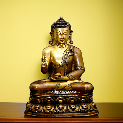 Brass Buddha Seated in vitarka mudra with Blessing idol - 18 Inches Nikuressence