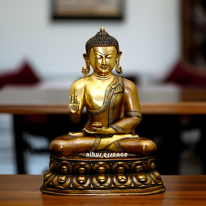 Brass Buddha Seated in vitarka mudra with Blessing idol - 18 Inches Nikuressence
