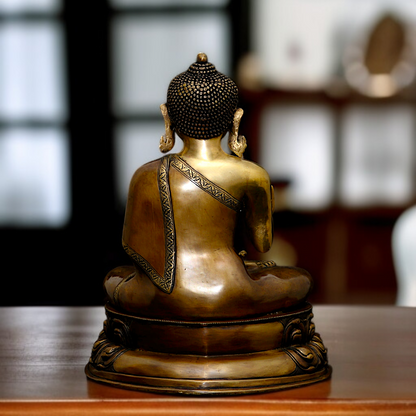 Brass Buddha Seated in vitarka mudra with Blessing idol - 18 Inches Nikuressence