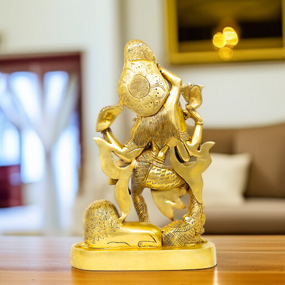 Ardhanarishvara Shiva with Parvati dancing and Lion Brass idol - 16.5 Inches Nikuressence