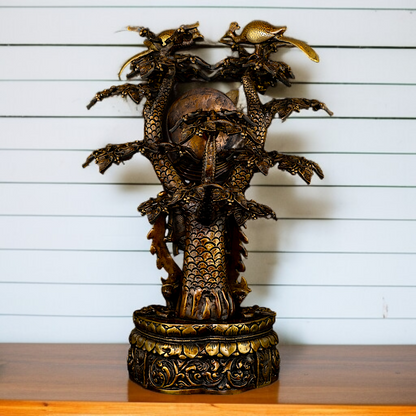 Large Krishna Playing Flute with Tree Brass idol - 2 Feet Nikuressence