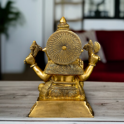 Vinayaka Ganesha Blessing Seated pedestal Solid Brass idol - 15 Inches Nikuressence