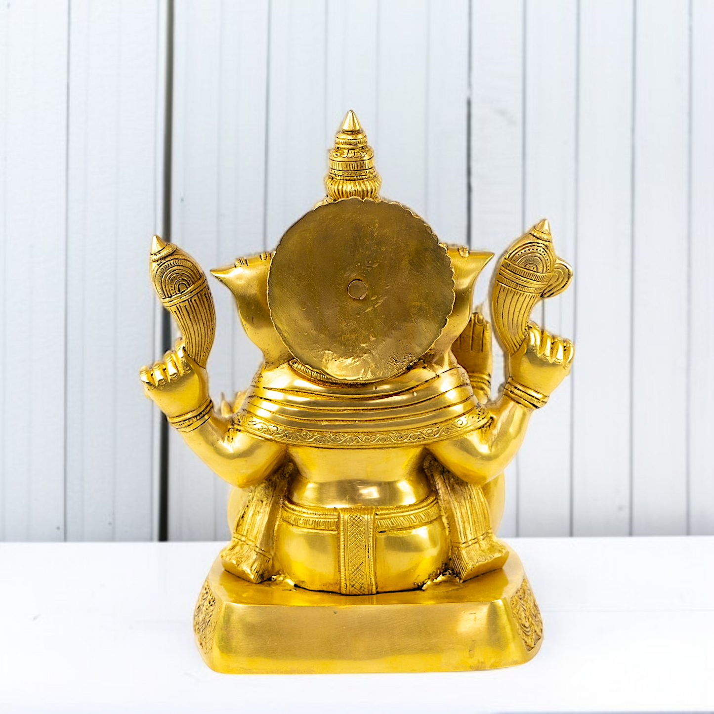 Ganpati Ganesha Blessing with Sitting solid Brass idol - 14 Inches Nikuressence