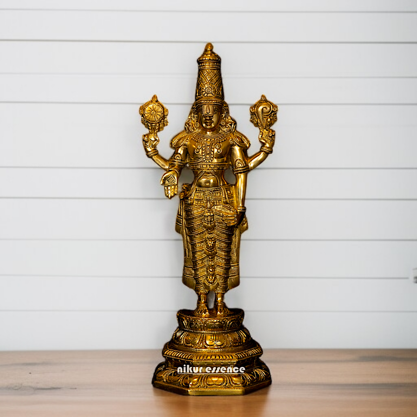Tirupati Balaji Swamy standing with Blessing Solid Brass idol - 19.5 Inches Nikuressence