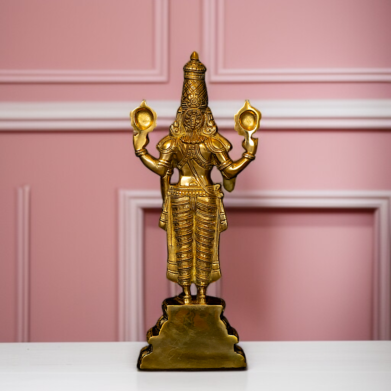 Tirupati Balaji Swamy standing with Blessing Solid Brass idol - 19.5 Inches Nikuressence