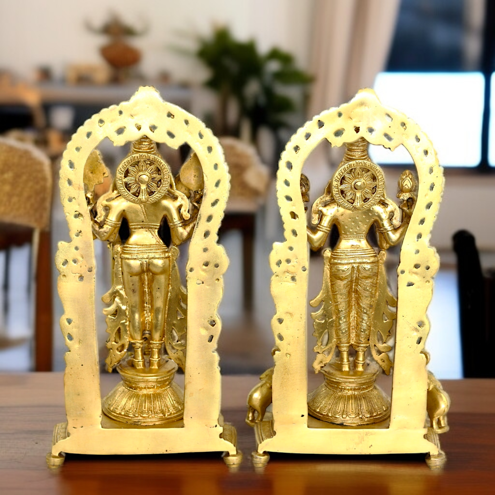 Vishnu Bhagwan with Lakshmi standing Solid Brass idol - 16 Inches Nikuressence