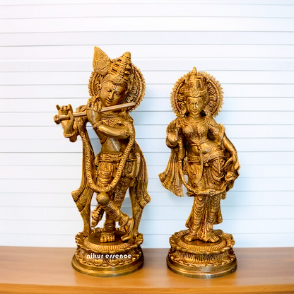 Pure Brass Radha Krishna Standing Couple idol - 10.5 Inches Nikuressence