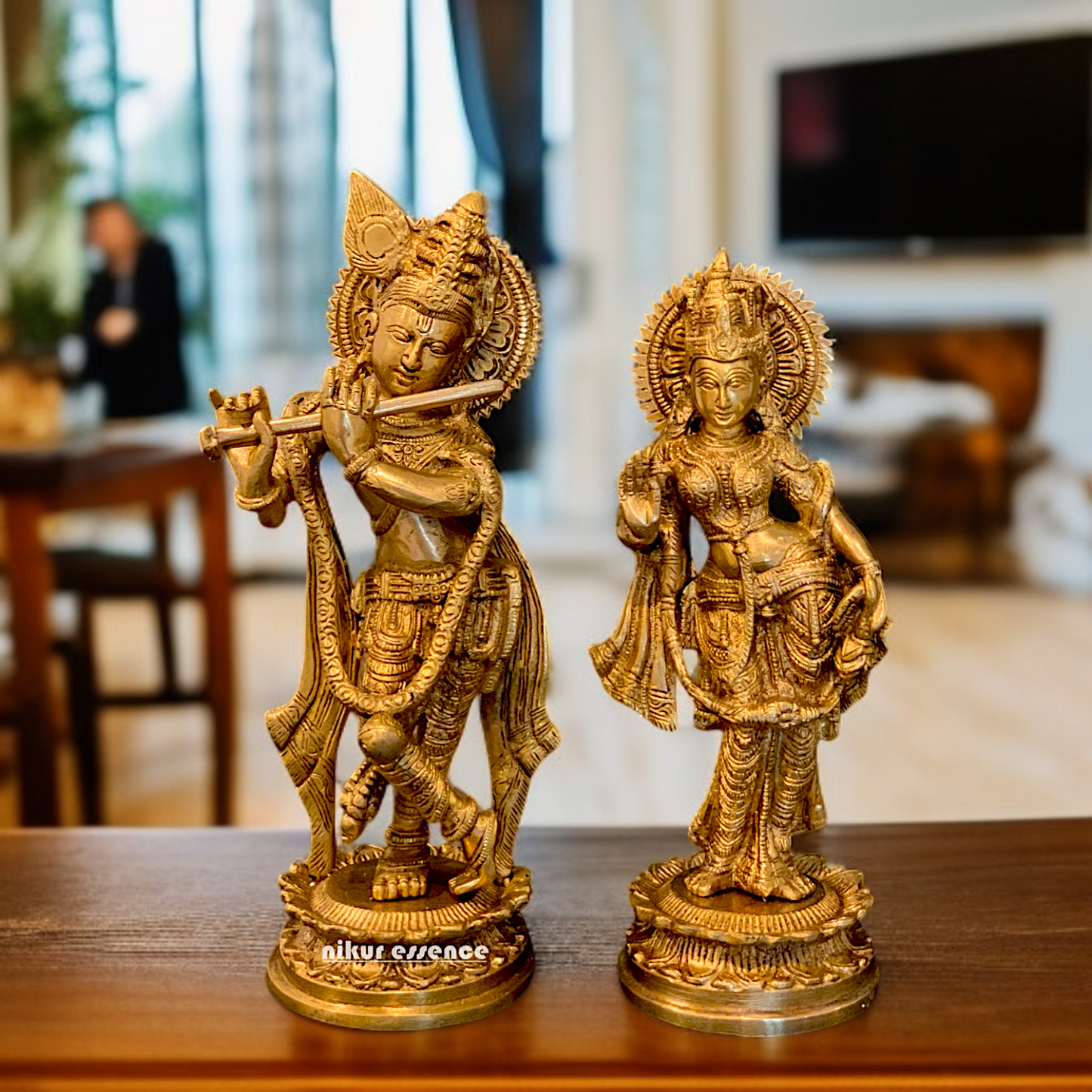 Pure Brass Radha Krishna Standing Couple idol - 10.5 Inches Nikuressence