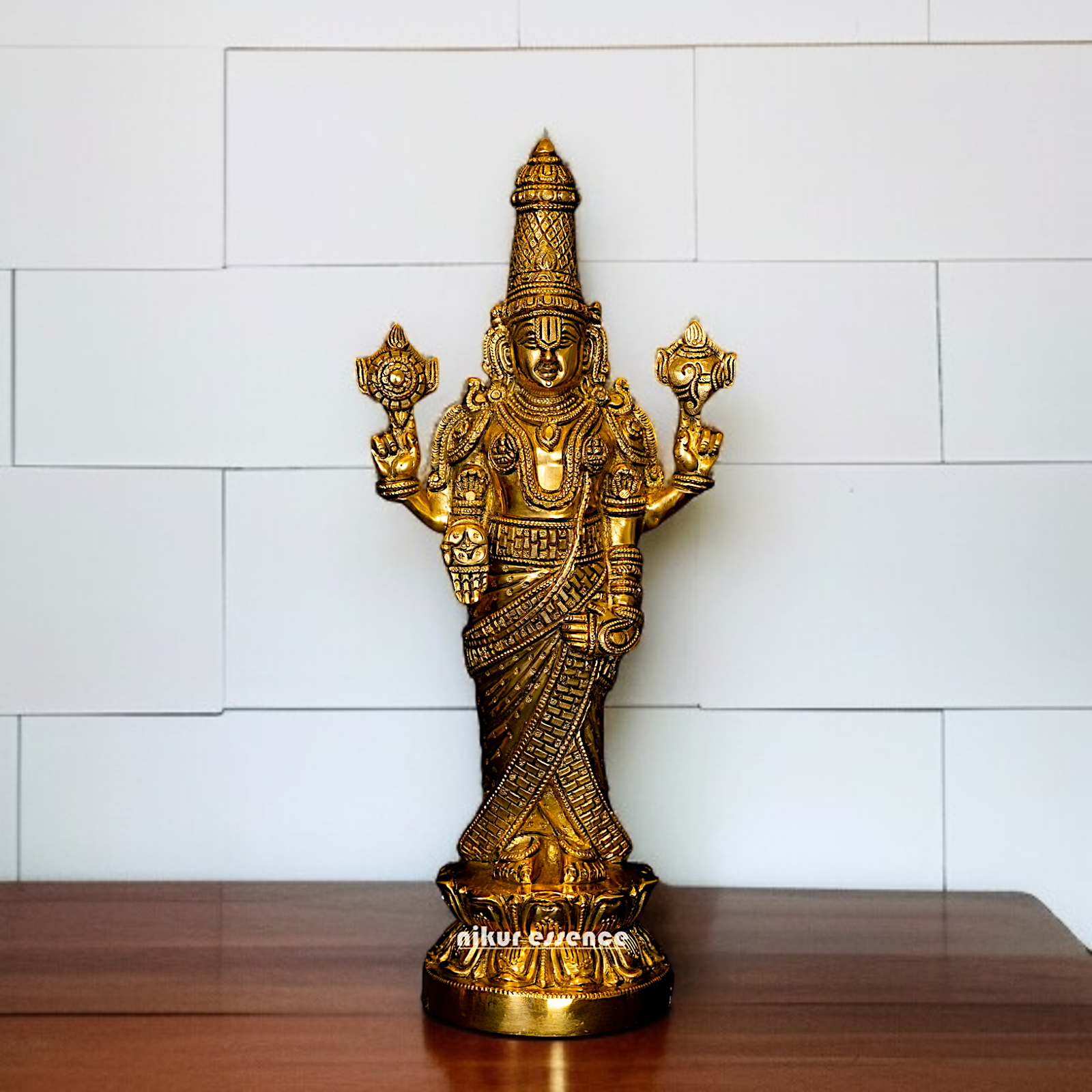 Venkateswara Balaji swamy standing with Blessing solid Brass idol - 16 Inches Nikuressence