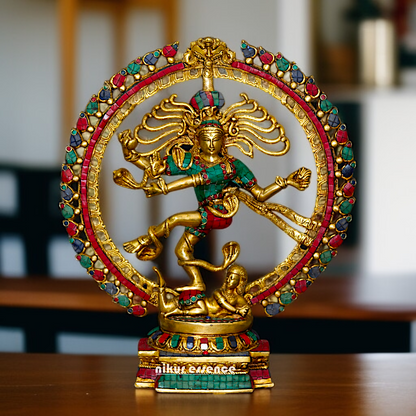 Nataraja Shiva God tandav Brass with stone work idol - 20 Inches Nikuressence