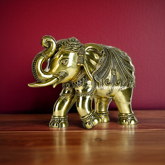 Elephant Standing room decor superfine Brass idol - 4 Inches Nikuressence