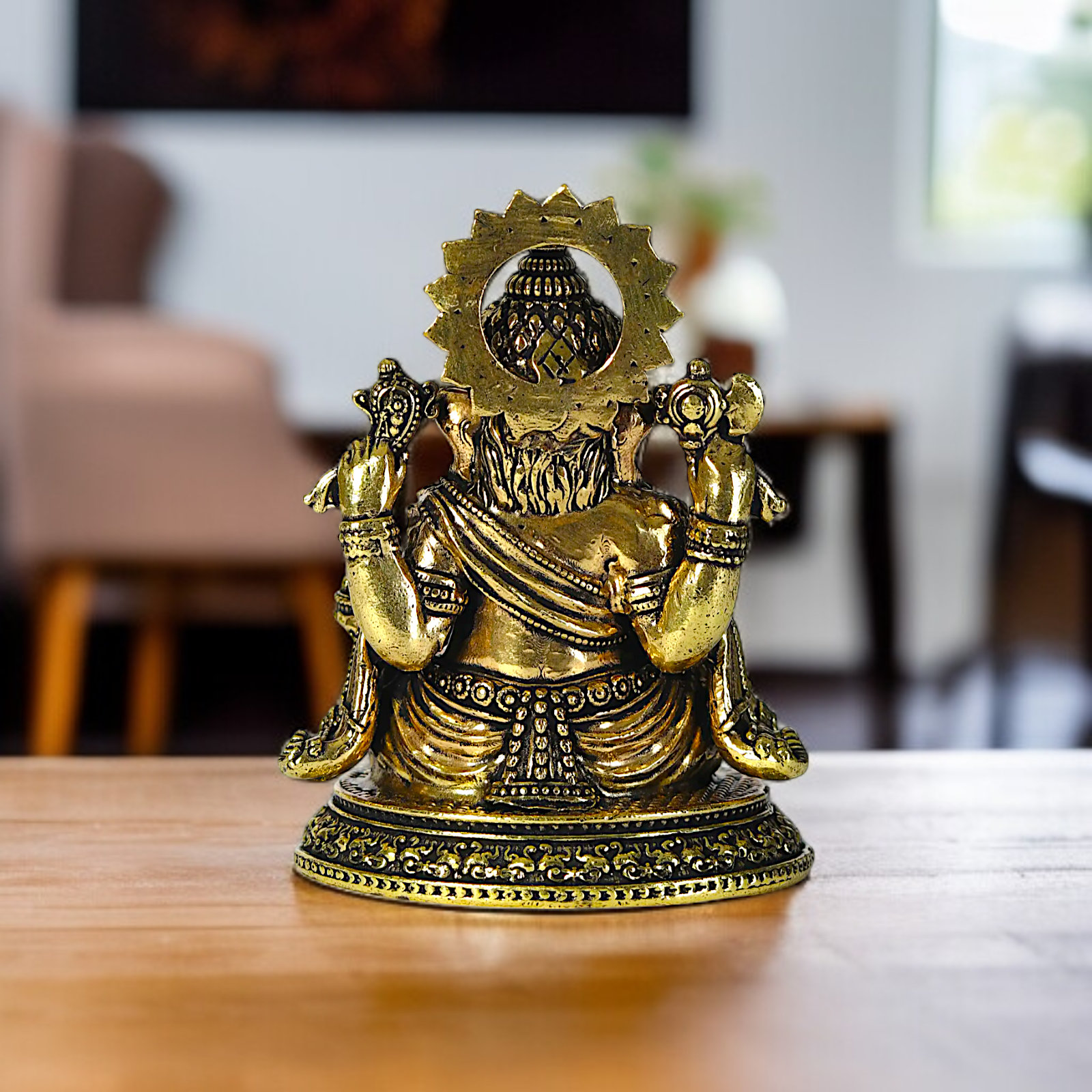 Antique Brass Ganesha Elephant god seated idol - 3 Inches Nikuressence