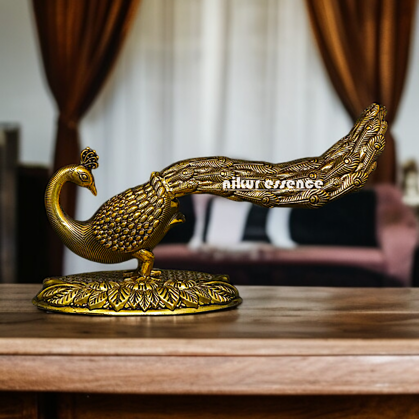 Peacock room decor solid Brass idol - 7 Inches Nikuressence