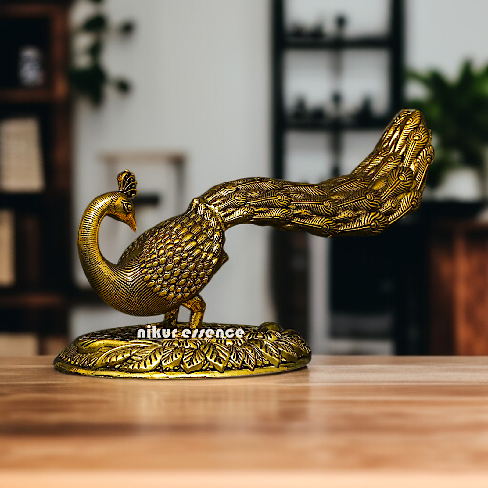 Peacock room decor solid Brass idol - 7 Inches Nikuressence