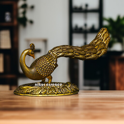Peacock room decor solid Brass idol - 7 Inches Nikuressence