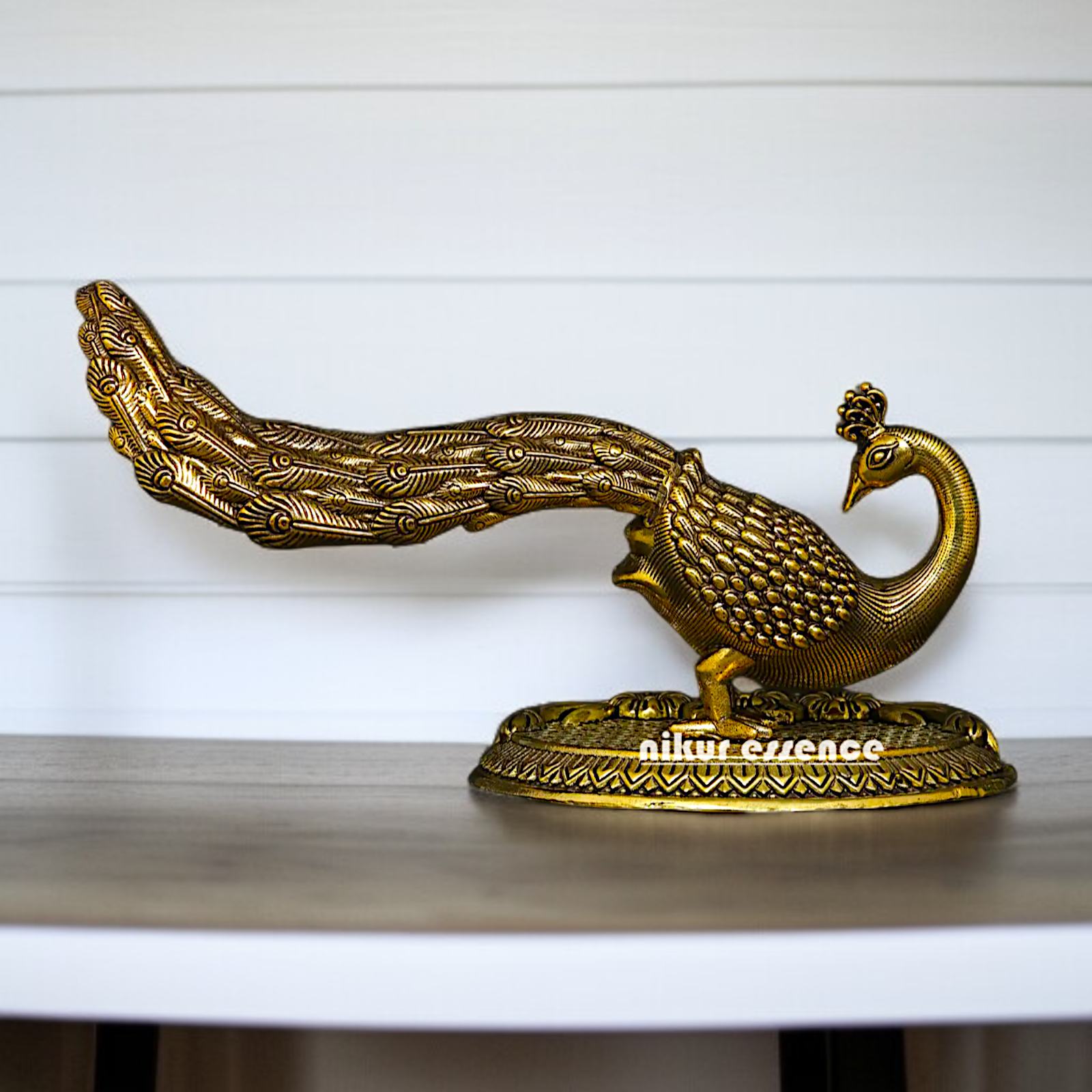 Peacock room decor solid Brass idol - 7 Inches Nikuressence