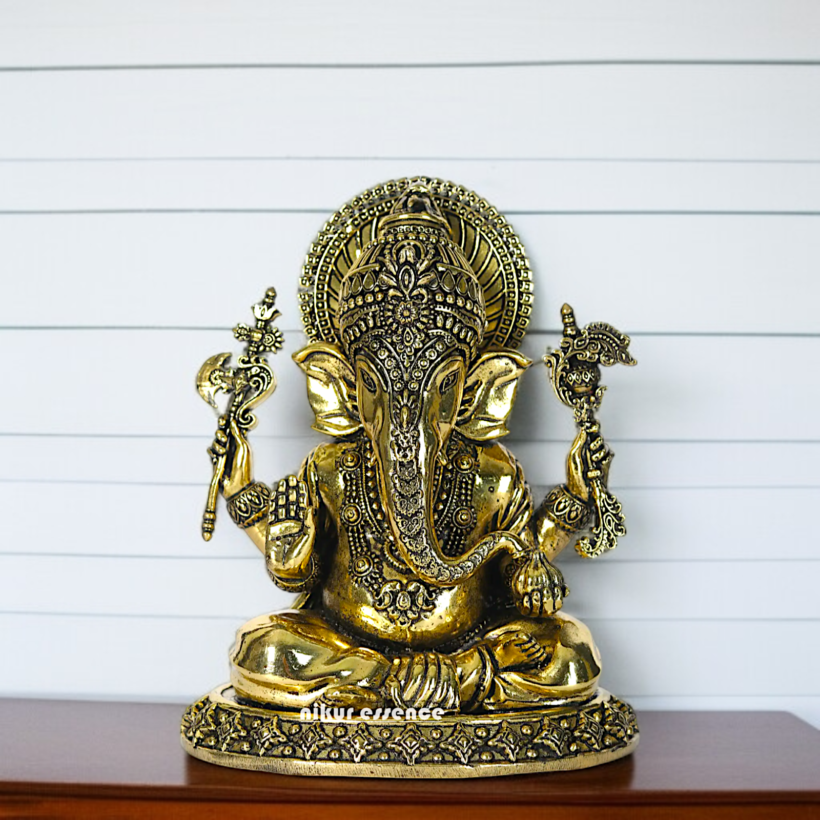 Pure Brass Ganesha with Blessing Pooja idol - 6 Inches Nikuressence