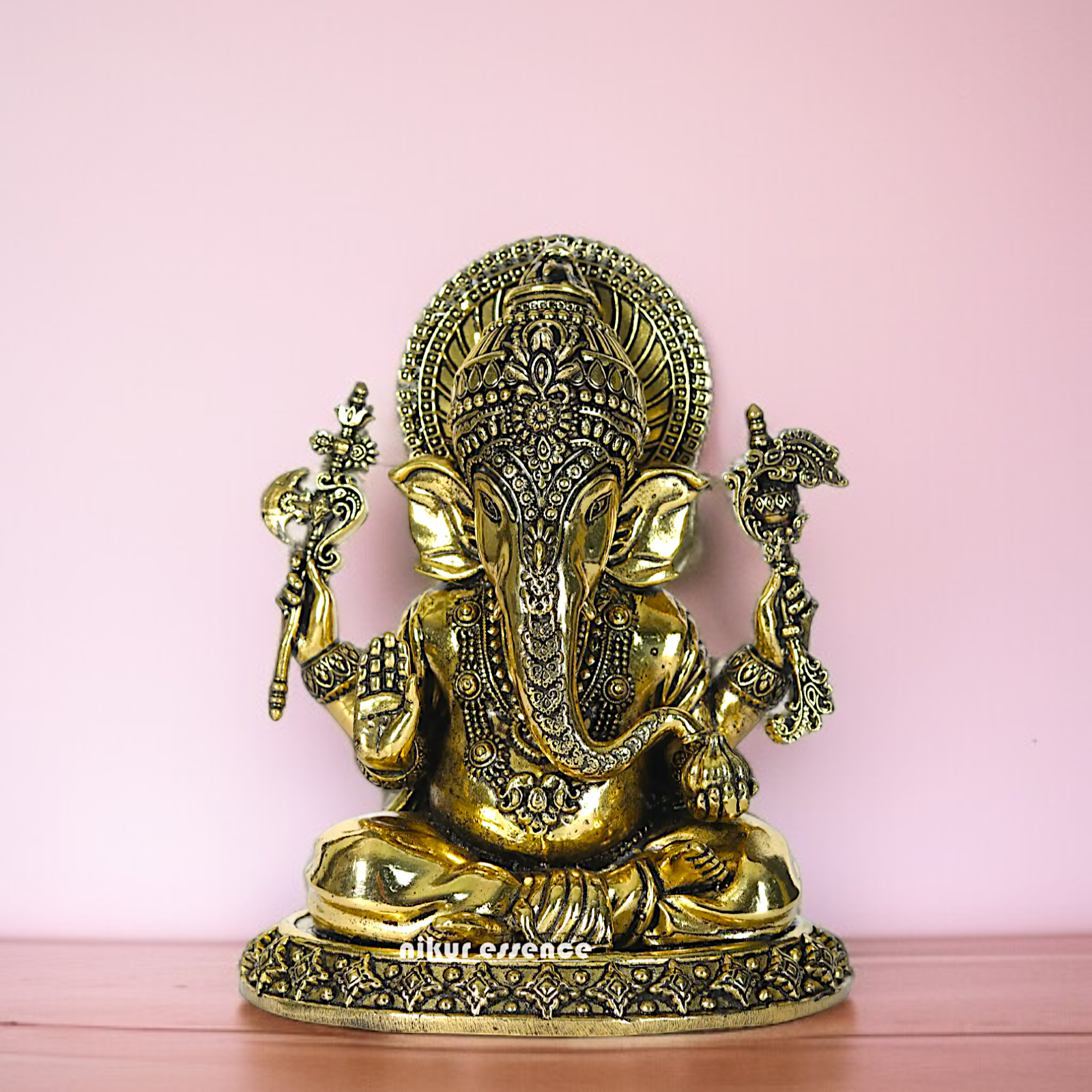 Pure Brass Ganesha with Blessing Pooja idol - 6 Inches Nikuressence