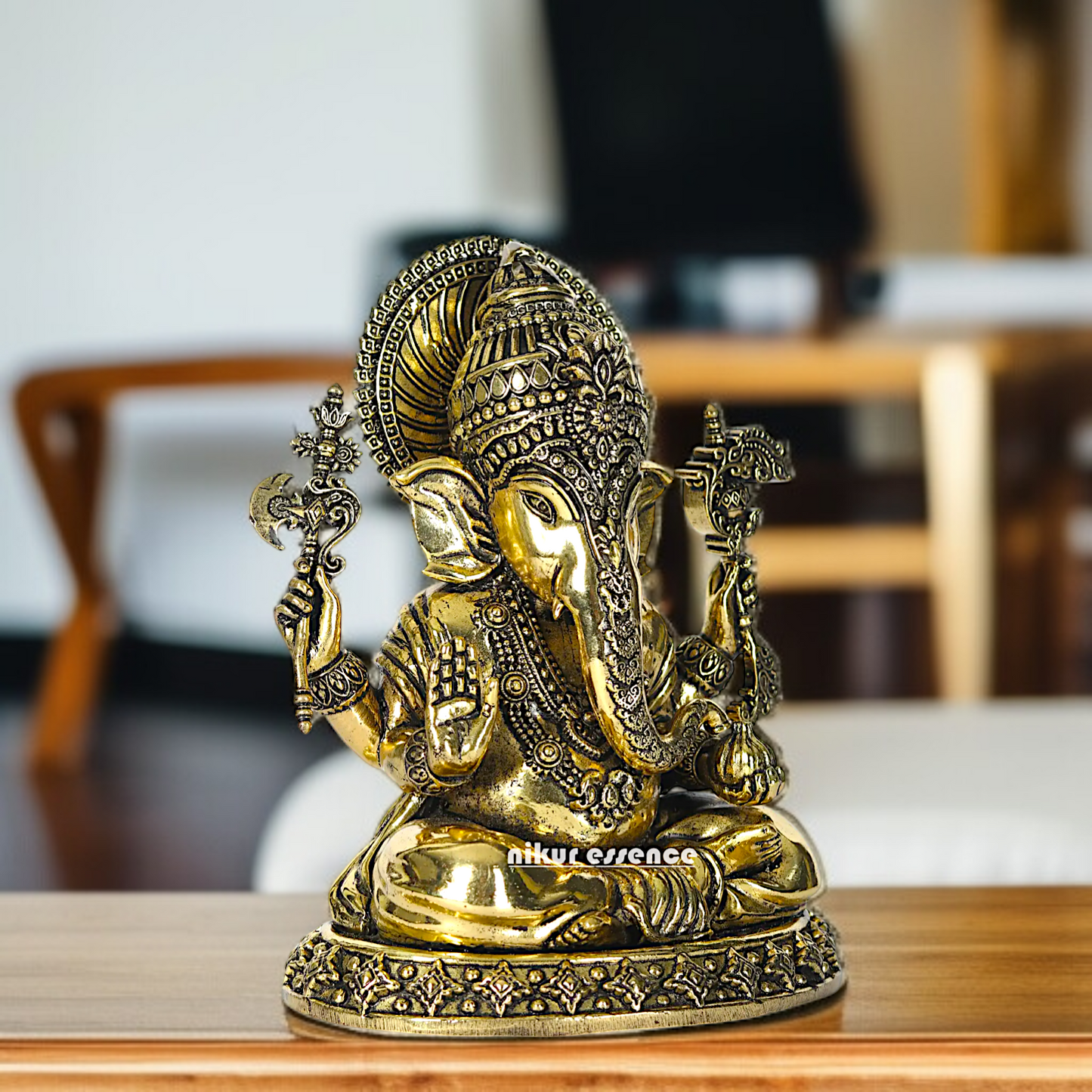 Pure Brass Ganesha with Blessing Pooja idol - 6 Inches Nikuressence