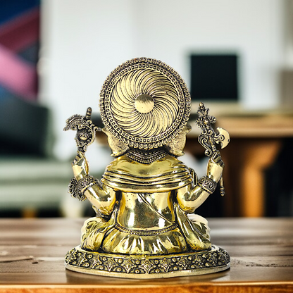 Pure Brass Ganesha with Blessing Pooja idol - 6 Inches Nikuressence