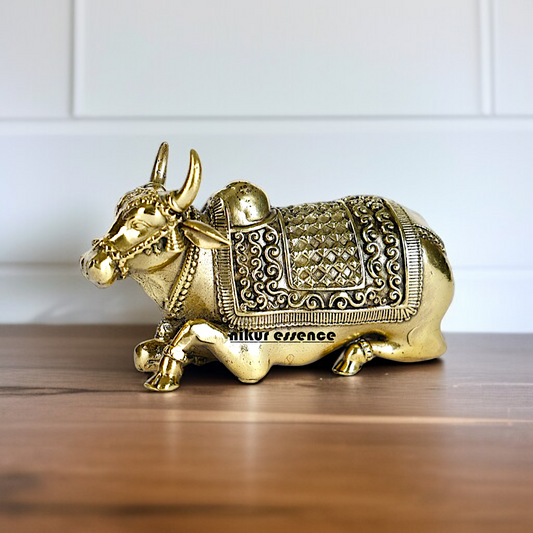 Pure Brass Nandi Seated Pooja idol - 3 Inches Nikuressence
