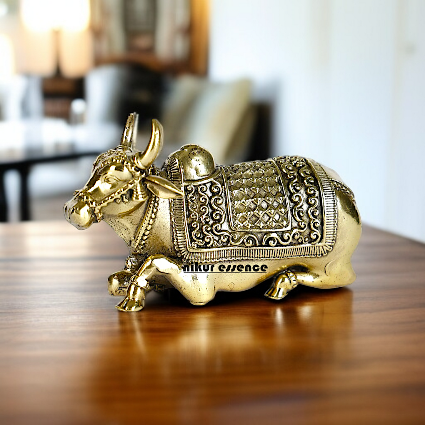 Pure Brass Nandi Seated Pooja idol - 3 Inches Nikuressence