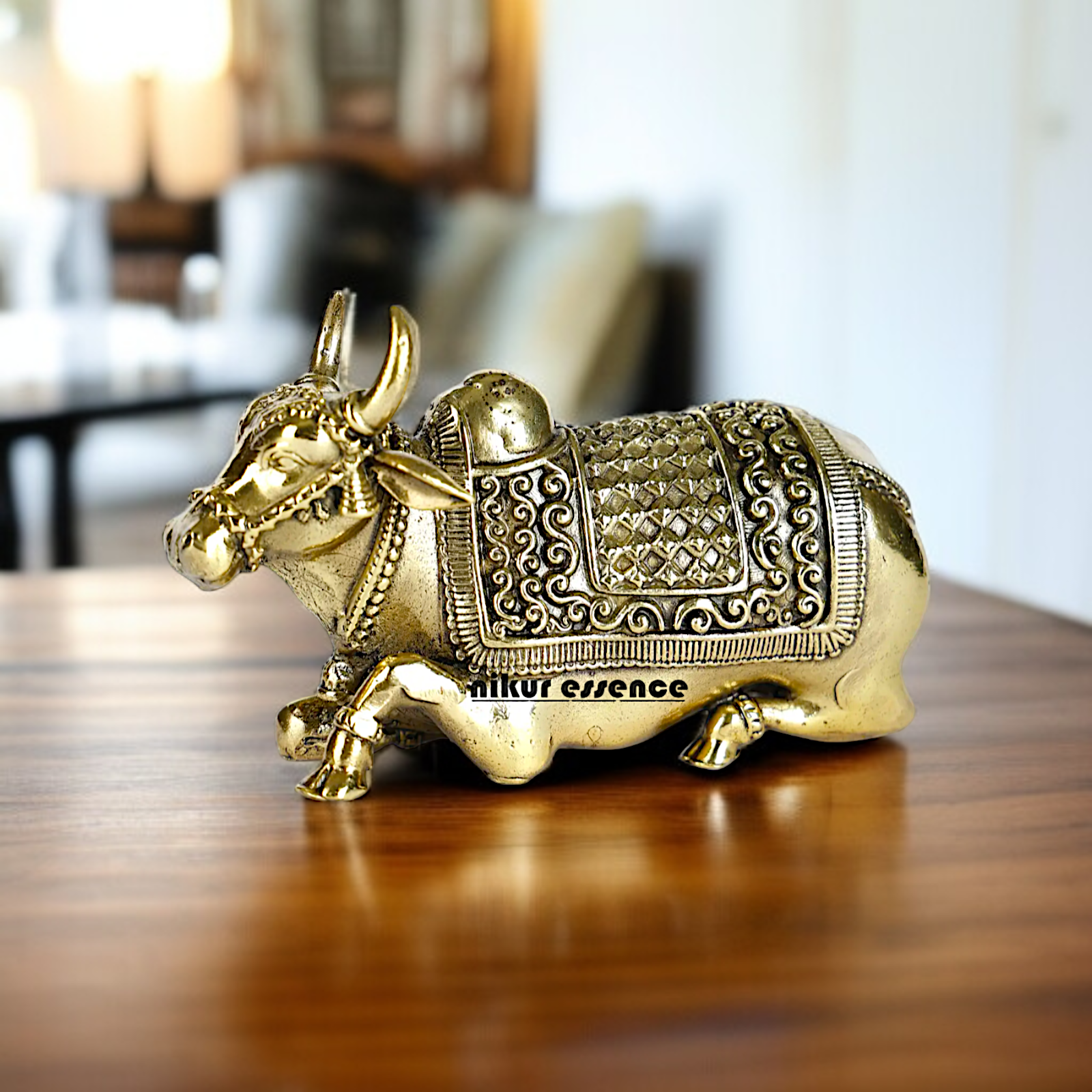 Pure Brass Nandi Seated Pooja idol - 3 Inches Nikuressence