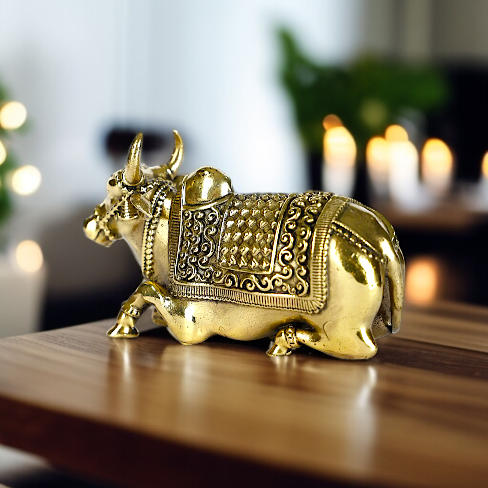 Pure Brass Nandi Seated Pooja idol - 3 Inches Nikuressence