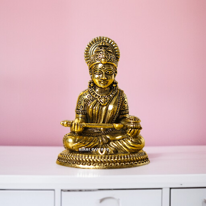 Goddess Annapurna Devi Sitting solid Brass idol - 3 Inches Nikuressence