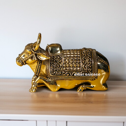 Pure Brass Nandi shiv Seated statue - 5 Inches Nikuressence