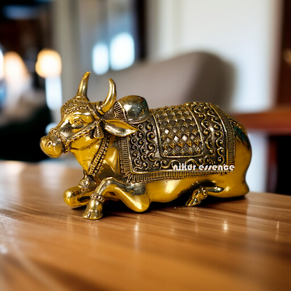 Pure Brass Nandi shiv Seated statue - 5 Inches Nikuressence