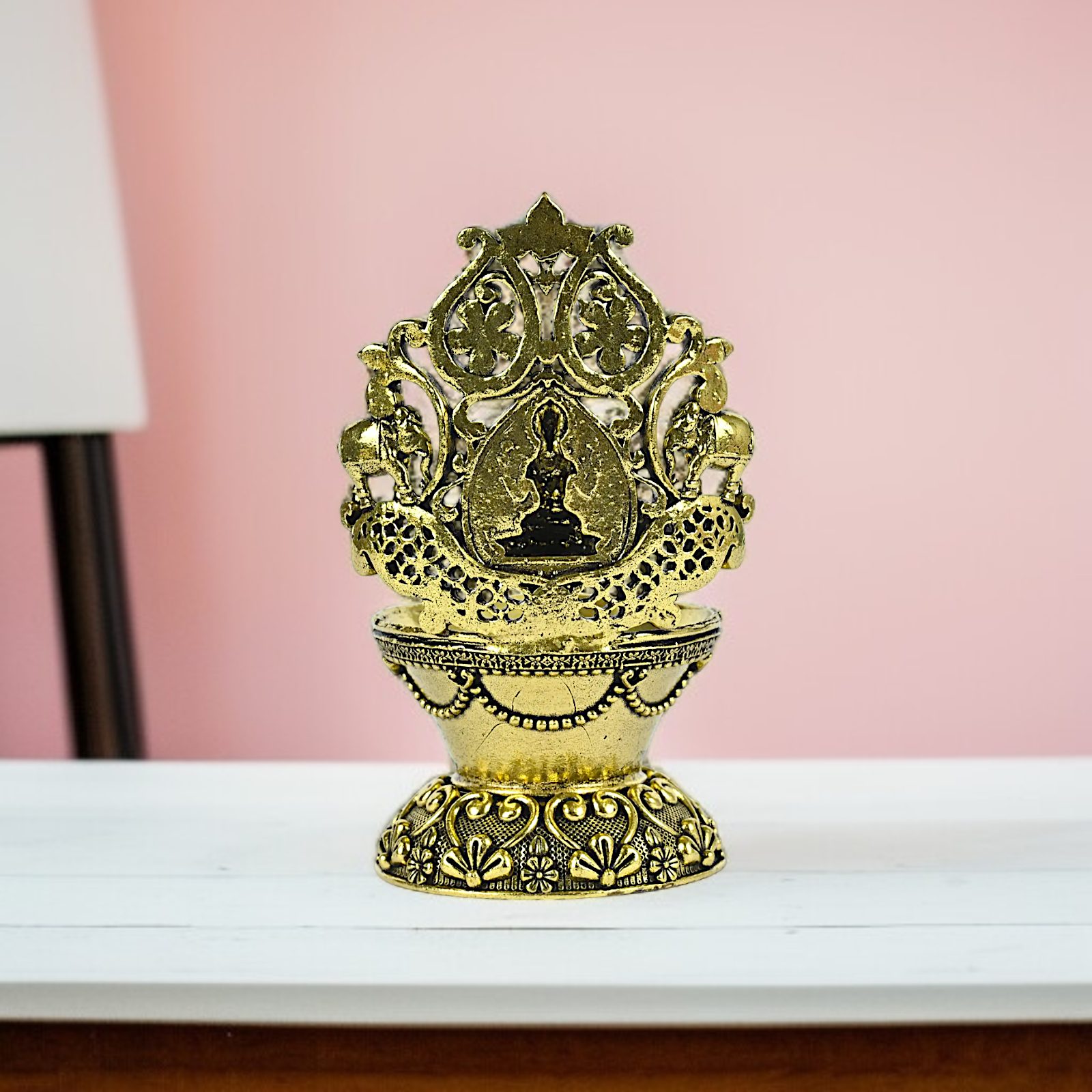 Brass Gajalakshmi Diya lamps idol - 4 Inches Nikuressence