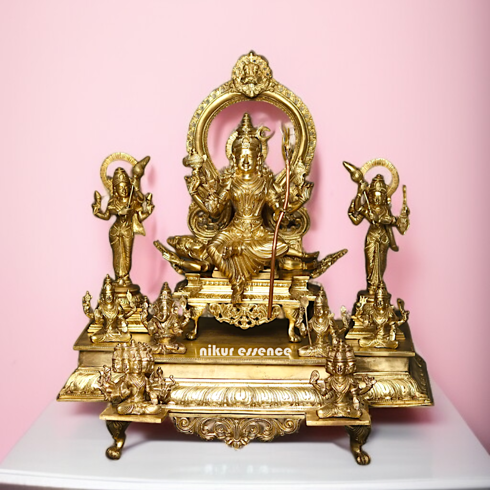 Goddess Lalita Devi , Sachamara Rama-Vani Savya-Dakshina Sevita Solid Panchaloha idol - 22 Inches Nikuressence