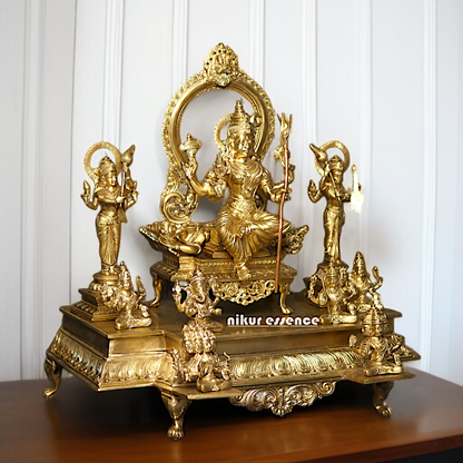 Goddess Lalita Devi , Sachamara Rama-Vani Savya-Dakshina Sevita Solid Panchaloha idol - 22 Inches Nikuressence