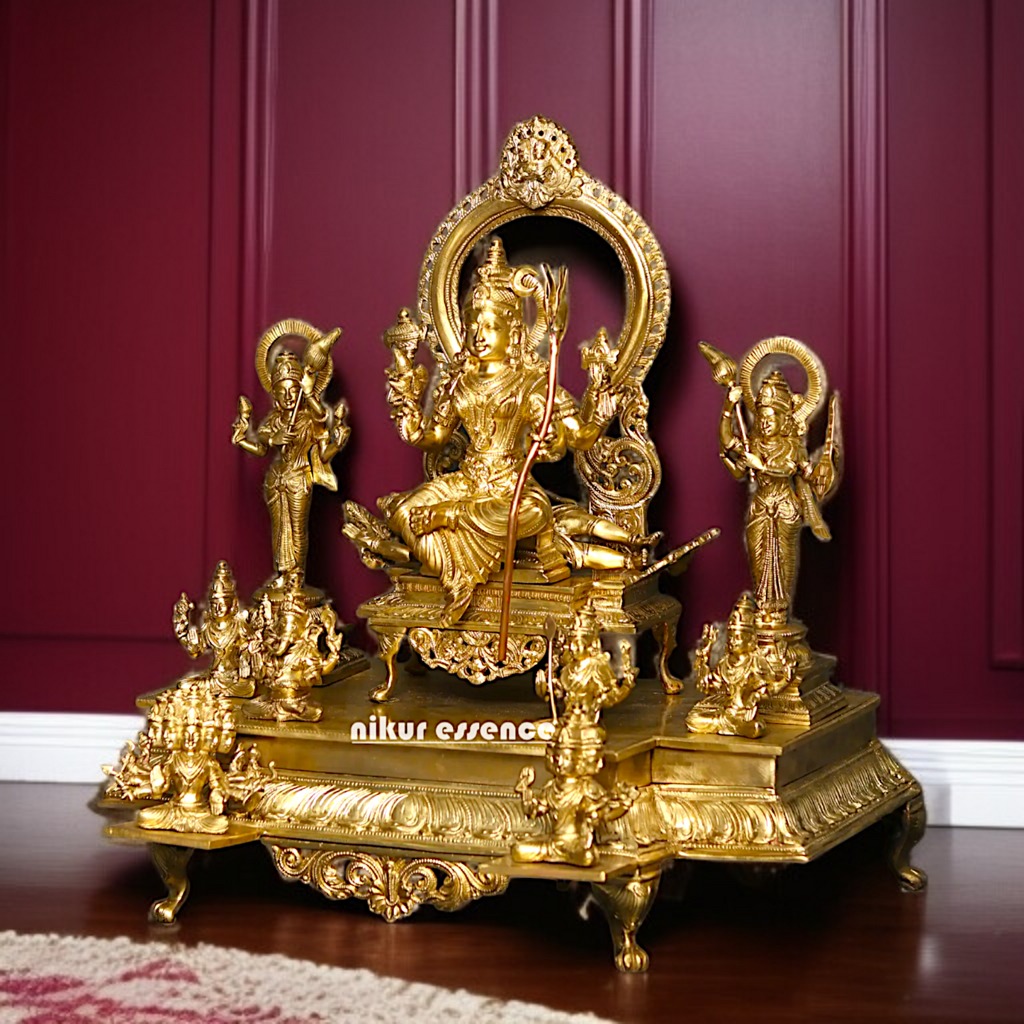 Goddess Lalita Devi , Sachamara Rama-Vani Savya-Dakshina Sevita Solid Panchaloha idol - 22 Inches Nikuressence