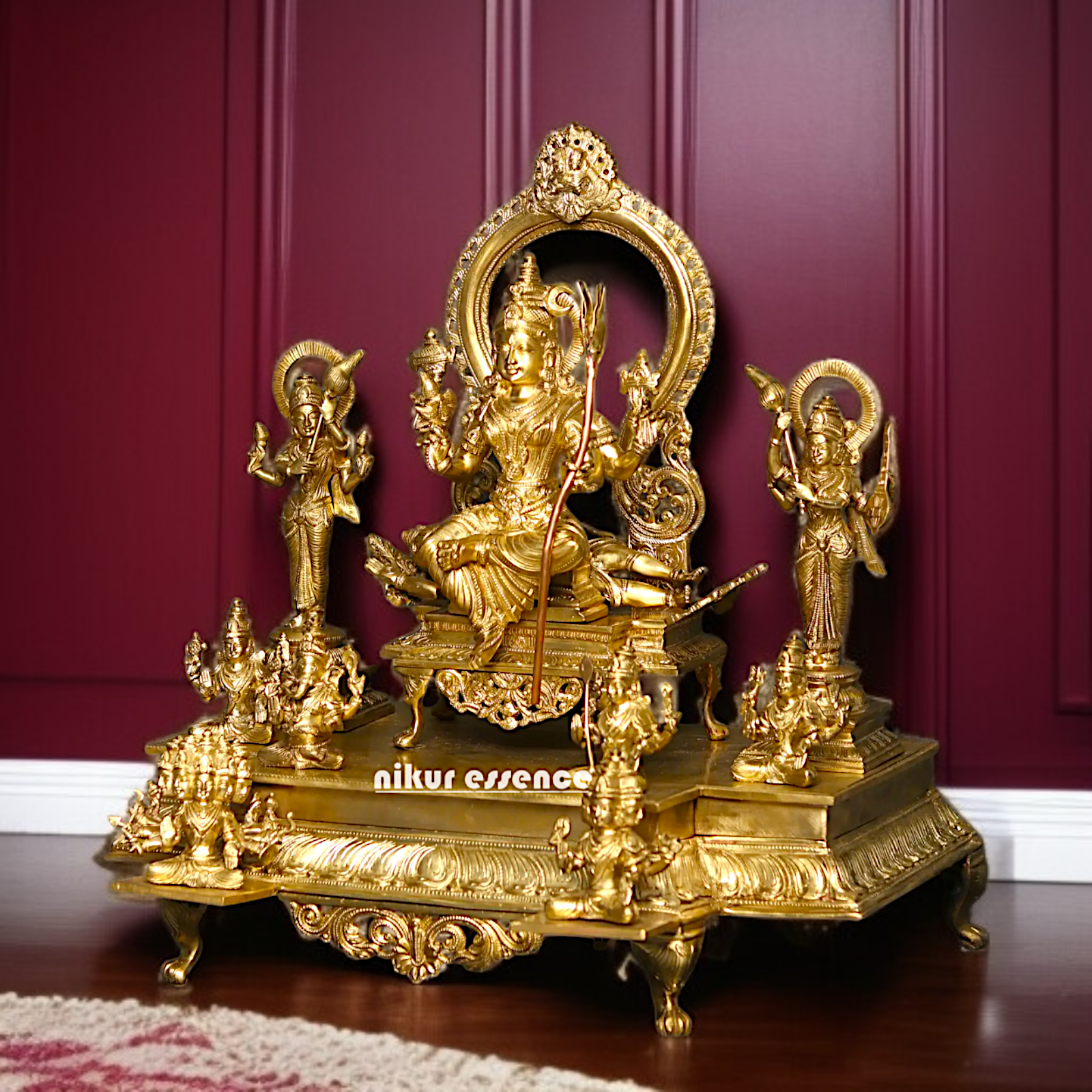 Goddess Lalita Devi , Sachamara Rama-Vani Savya-Dakshina Sevita Solid Panchaloha idol - 22 Inches Nikuressence