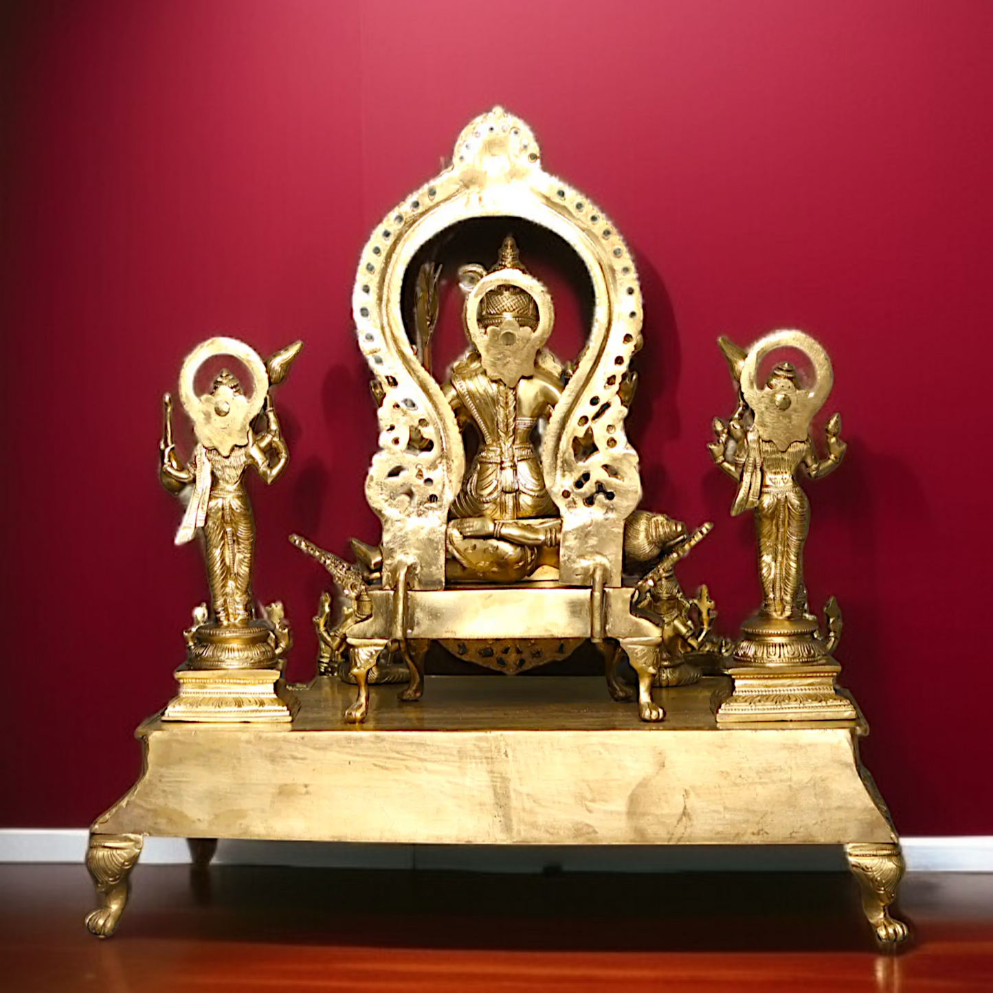 Goddess Lalita Devi , Sachamara Rama-Vani Savya-Dakshina Sevita Solid Panchaloha idol - 22 Inches Nikuressence