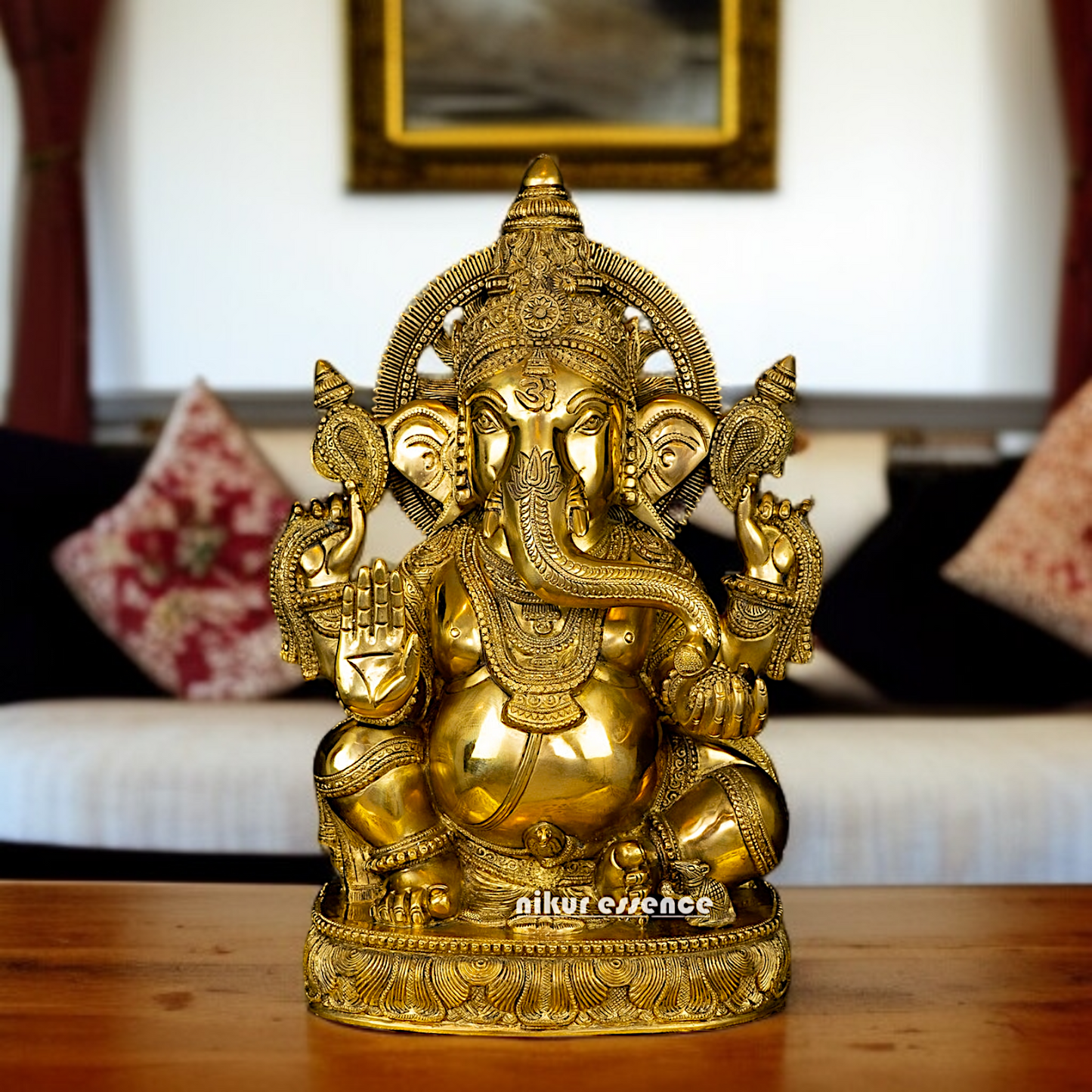 Pital Ganesha Blessing with seated solid brass idol - 19.5 inches Nikuressence