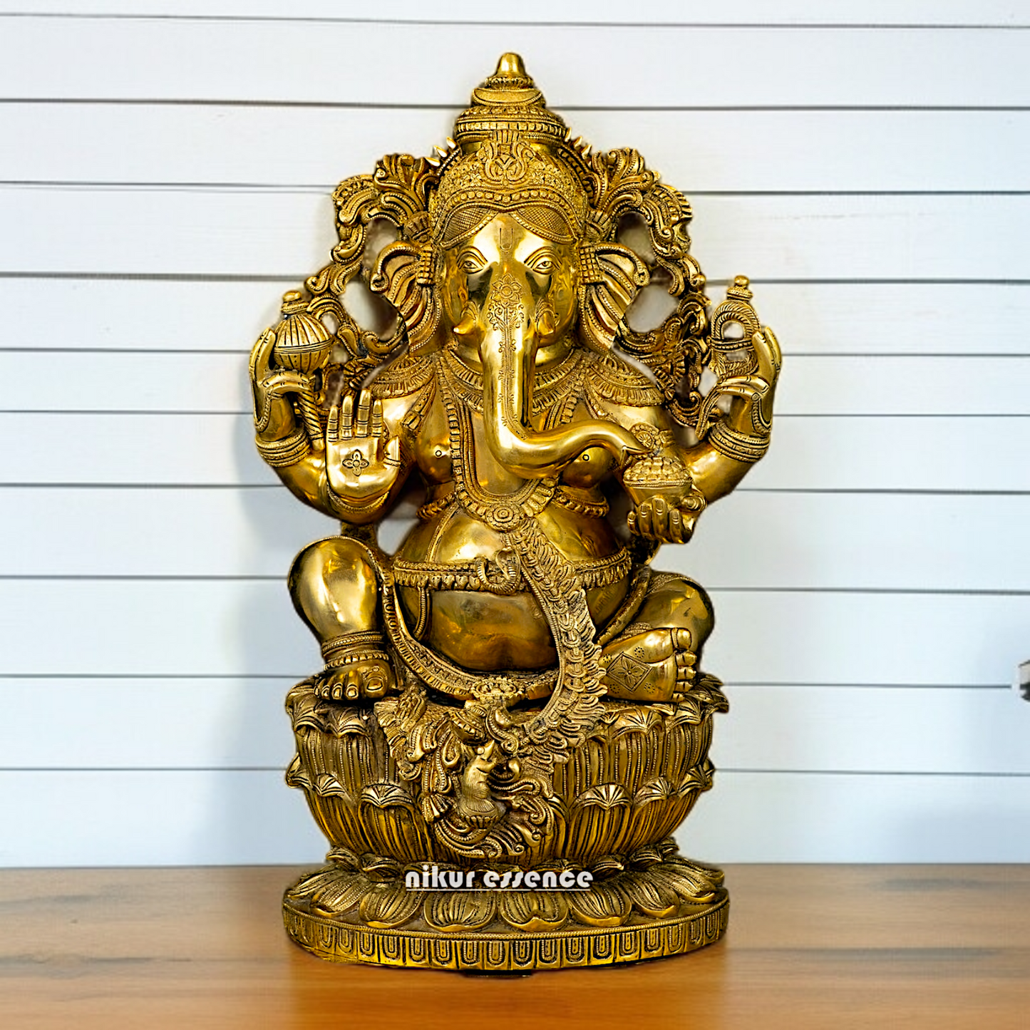 Buy Ganpati Ganesha Blessing solid Brass idol - 24.5 Inches Nikuressence