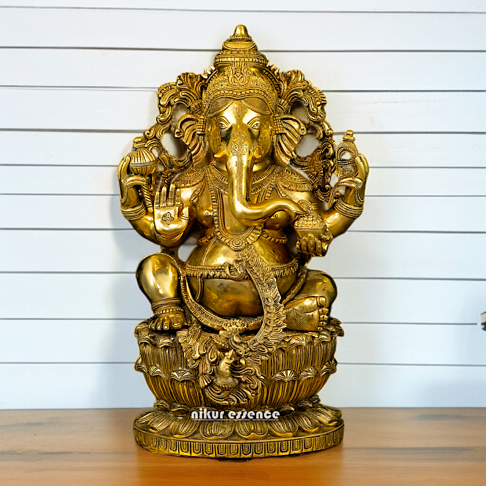 Buy Ganpati Ganesha Blessing solid Brass idol - 24.5 Inches Nikuressence