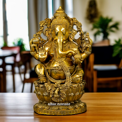 Buy Ganpati Ganesha Blessing solid Brass idol - 24.5 Inches Nikuressence