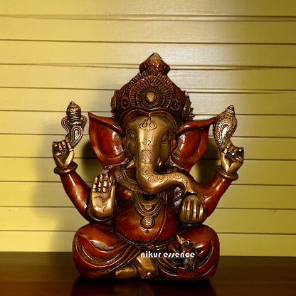 Buy Vinayaka seated with Blessing Brass idol - 12 Inches Nikuressence