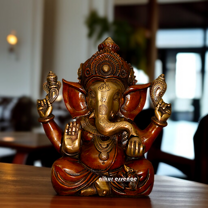 Buy Vinayaka seated with Blessing Brass idol - 12 Inches Nikuressence