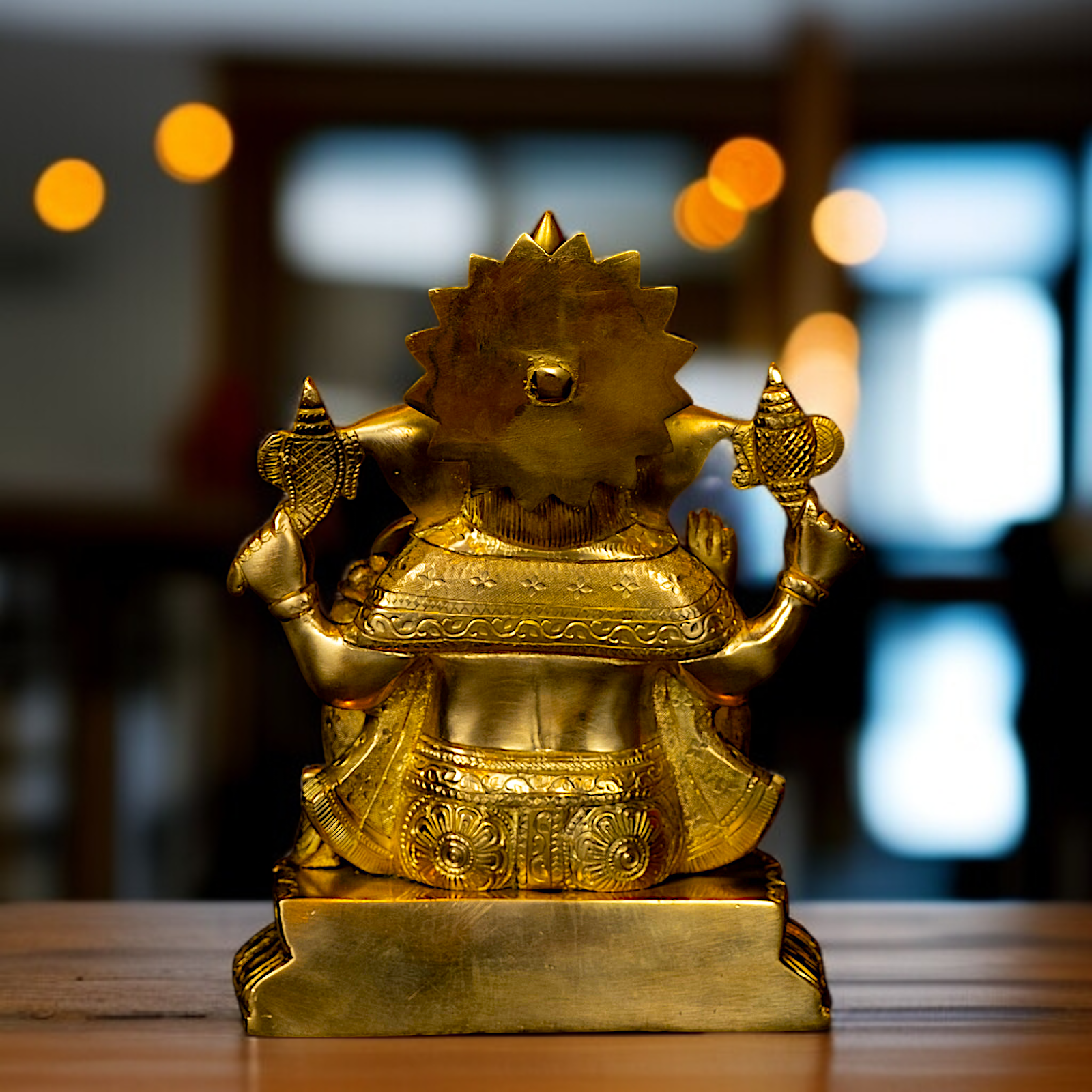 Pure Brass Ganesha Blessing with seated idol - 9.5 Inches Nikuressence